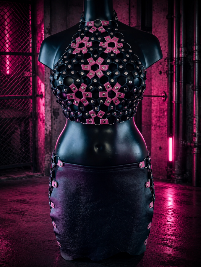Leather harness set "Angelina"