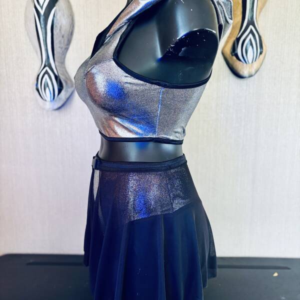 Zwart en zilver hoodie setje met hoog broekje clubwear