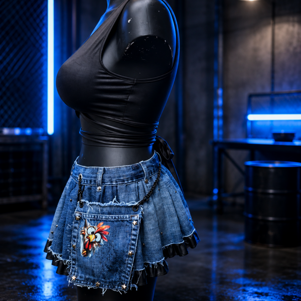 Upcycled Denim Mini Rok & KouCla Wikkeltop